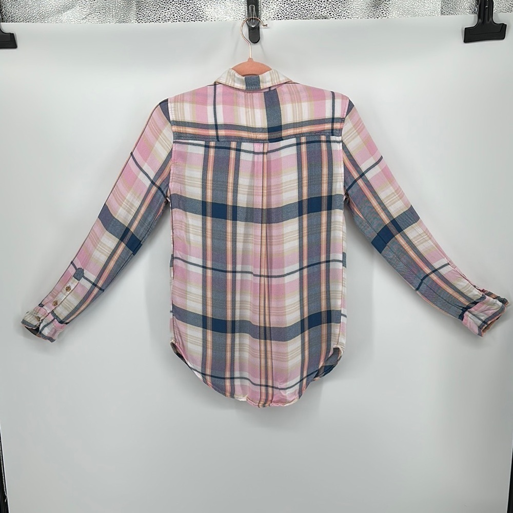Abercrombie&Fitch Y2K Western Preppy Skater Pink&Blue Long Sleeve B/F Shirt SzXS - Picture 7 of 10